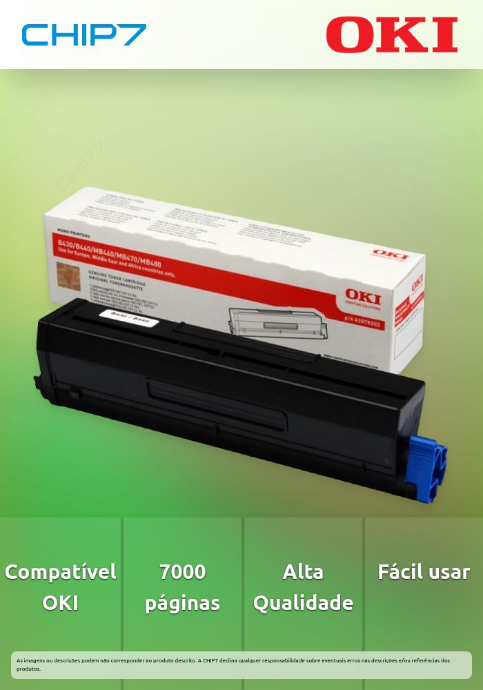 Toner OKI Preto 7k - B430/B440/MB460L/MB470L/MB480L