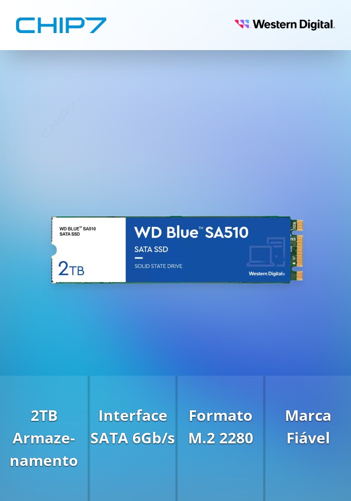 2TB SSD Disco Interno Western Digital Blue SA510 M.2 2280 SATA 6Gb/s
