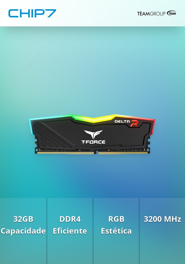 メモリ TEAM T-FORCE DELTA 32GB DDR4 3200MHz TEAMGROUP T-Force Delta RGB DDR4 32GB (2x16GB) 3200MHz (PC4