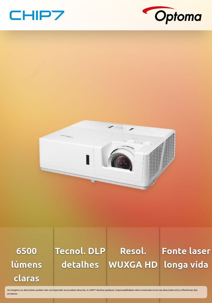 Projetor Optoma ZU607T 6500 Lumens DLP WUXGA Laser