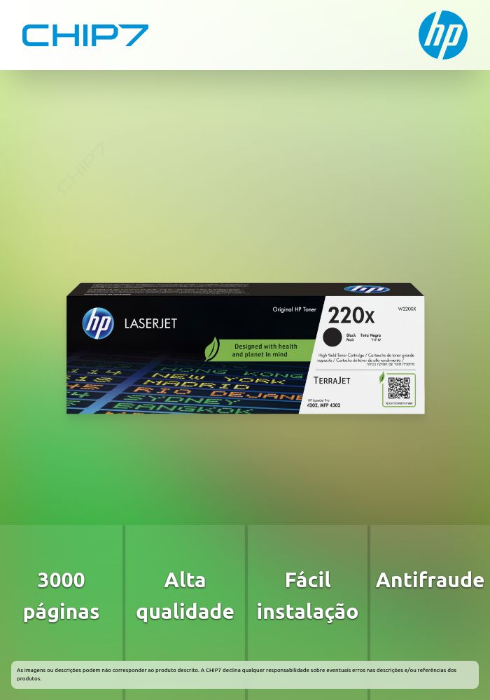 Toner HP 220X Preto Original LaserJet