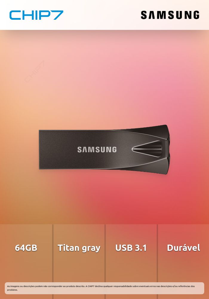 64GB Pen Drive SAMSUNG BAR Plus (Titan gray) USB 3.1 Type A