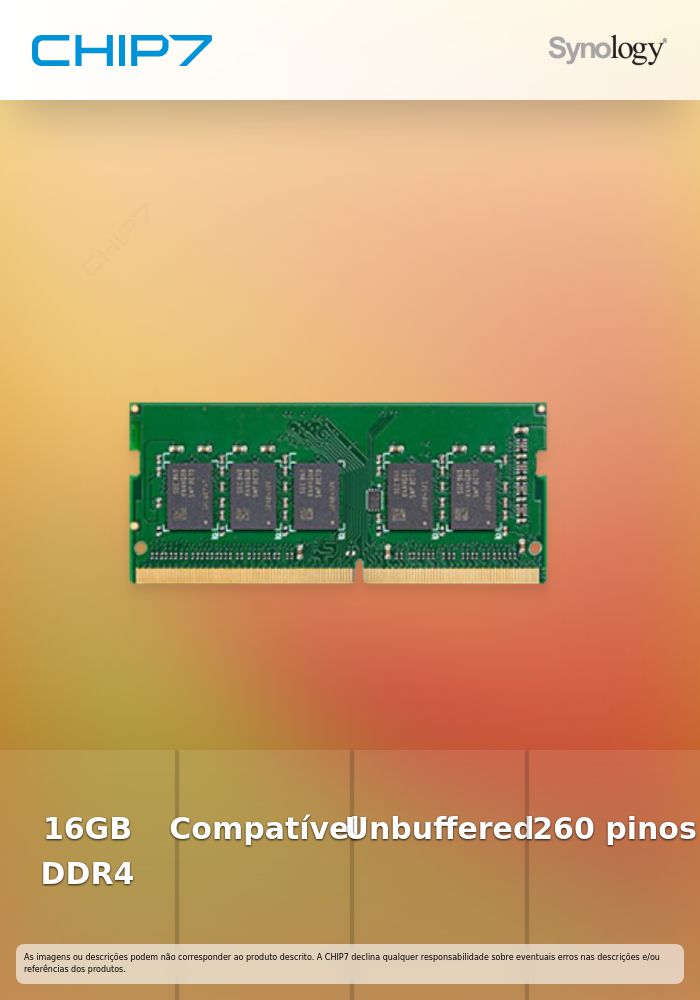 Synology - DDR4 - módulo - 16 GB - SO DIMM 260-pinos - unbuffered - ECC - para Disk Station DS2422+, DS3622XS+