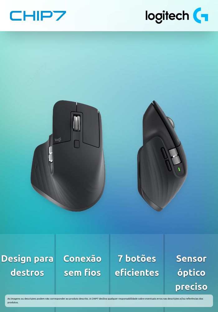 Logitech Master Series MX Master 3S for Business - Rato - ergonómico - para direita - óptico - 7 botões - sem fios - Bluetooth - recetor USB Logitech Logi Bolt - grafite