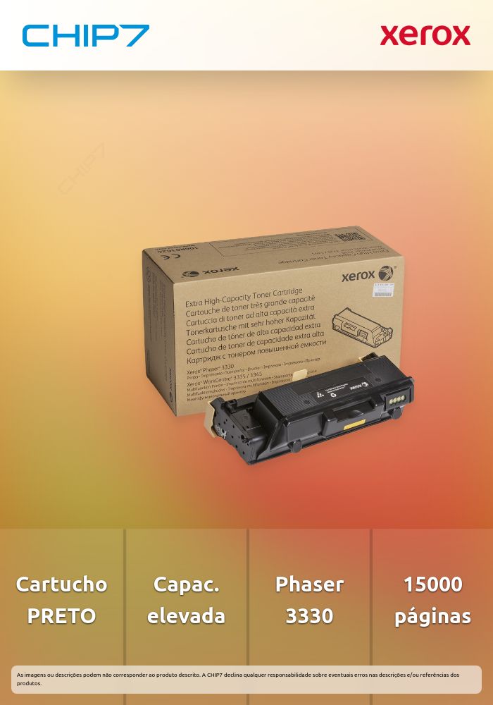 Cartucho para Toner Xerox WorkCentre 3300 Series Capacidade Extra Elevada Preto Original