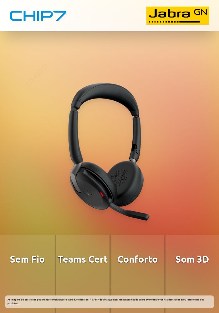 Headset Wireless Jabra Evolve2 65 Flex MS Stereo - Certificado para Microsoft Teams