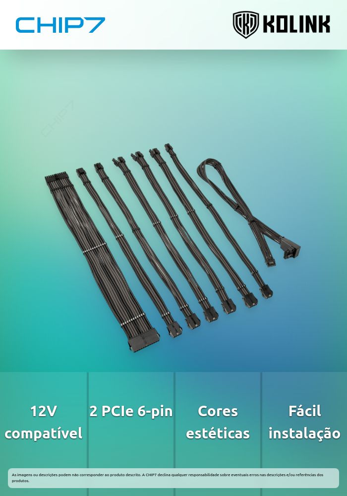 Kolink Core Standard Braided Cable Extension Kit - Jet Black Grey Cable Interne Pc 36949269 Kolink Core Standard Braided Cable Extension Kit - Jet Black Grey Cable Interne Pc 36949269