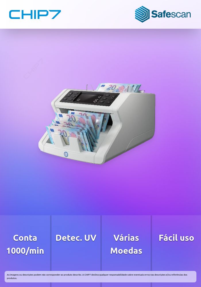 Contador de notas SafeScan 2210 Ultravioleta Formato Velocidade 1000 notas/minuto