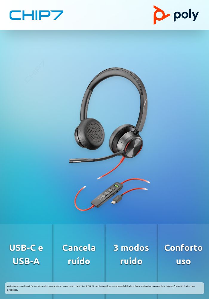 Headset Poly Blackwire 8225 USB-C/A (8X223AA)