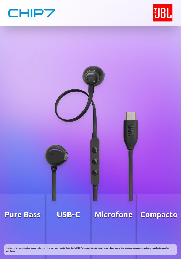 Auriculares JBL T305 USB-C Preto