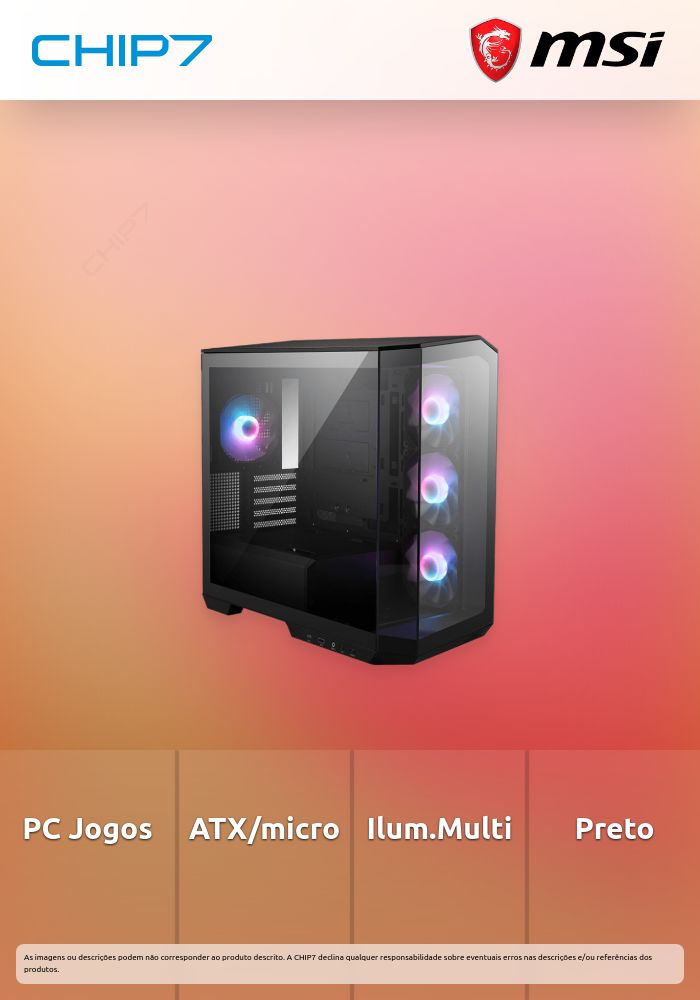 Caixa Micro-ATX MSI MAG PANO M100R PZ Vidro Temperada Preta
