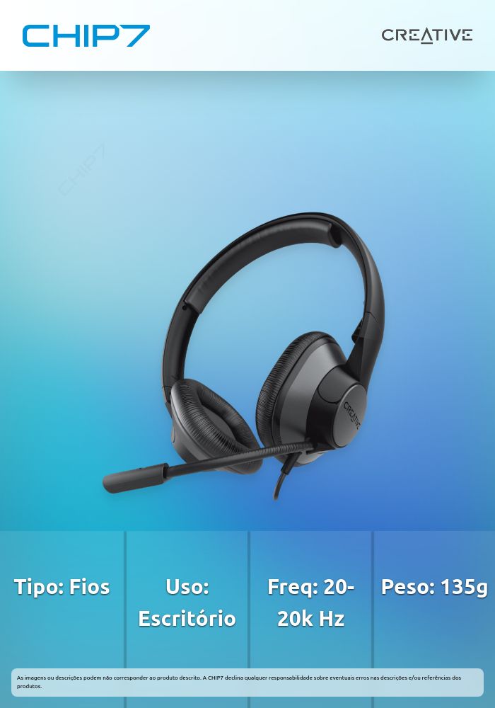 Headset CREATIVE CHATMAX HS-720 V2 Cancelamento de ruído com comando USB