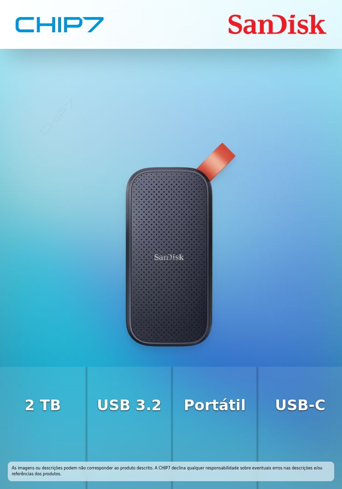 SanDisk Portable - SSD - 2 TB - externa (portátil) - USB 3.2 Gen 2 (USB C conector)