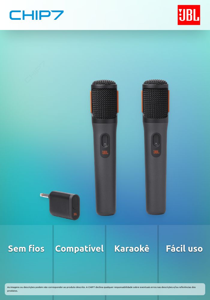 Kit 2 microfones sem fios para JBL Partybox II Preta