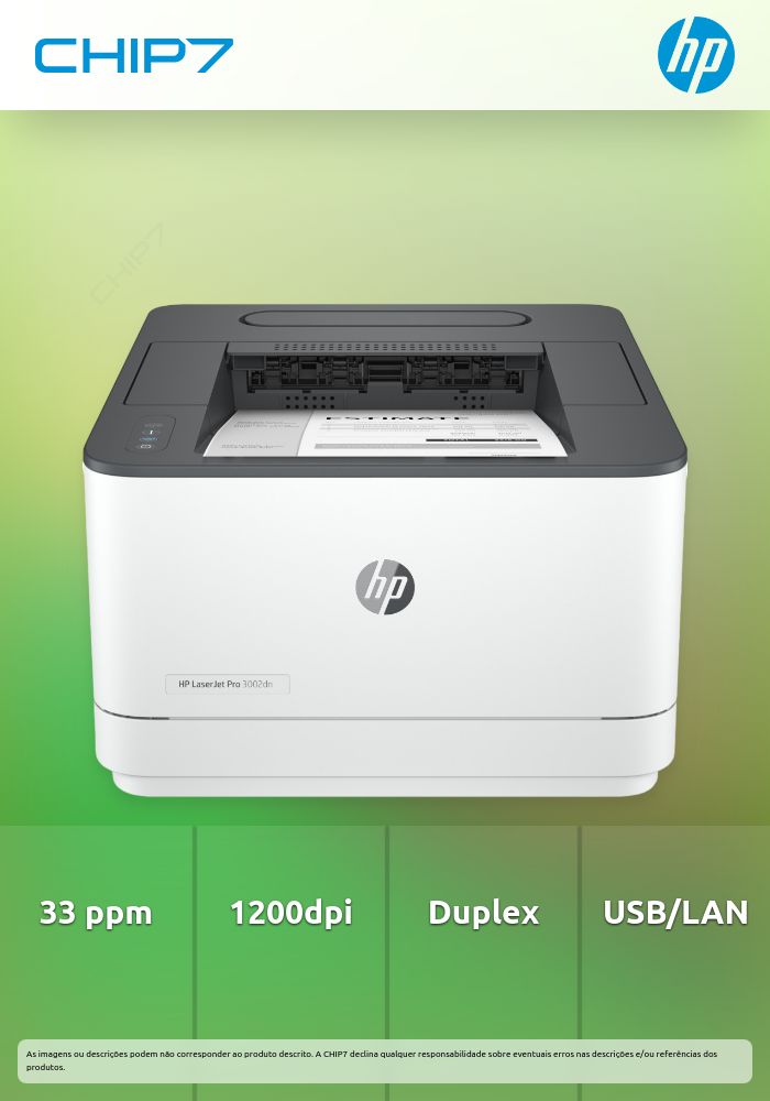 HP LaserJet Pro 3002dn - Impressora - P/B - Duplex - laser - A4/Legal - 1200 x 1200 ppp - até 33 ppm - capacidade: 250 folhas - USB 2.0, LAN