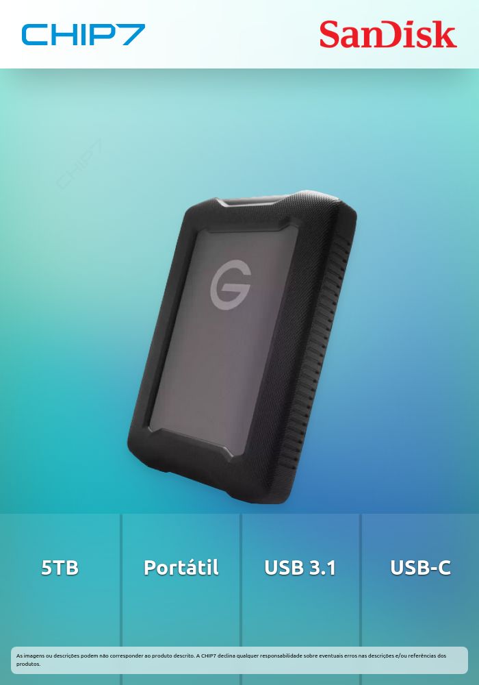 SanDisk Professional G-DRIVE ArmorATD - Disco rígido - 5 TB - externa (portátil) - 2.5