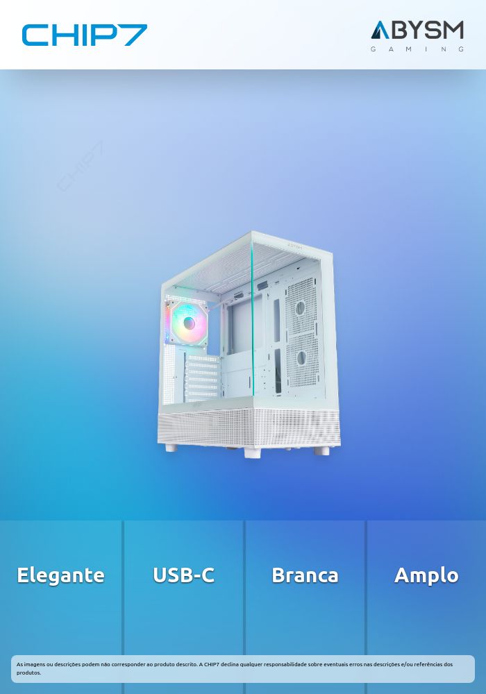 Abysm Gaming Danube Sava H400 Full Tower Vidro Temperado Duplo USB-C Branca