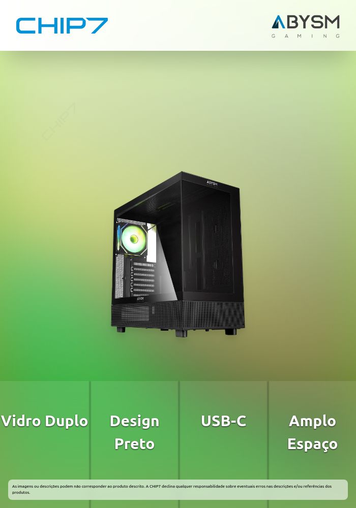 Abysm Gaming Danube Sava H400 Full Tower Vidro Temperado Duplo USB-C Preta