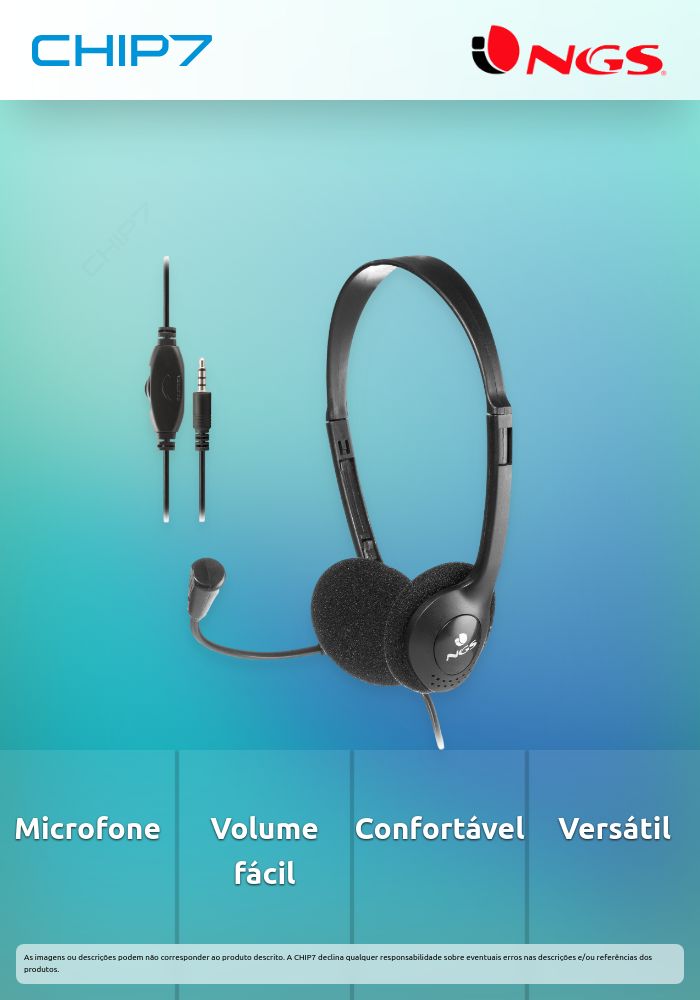 Auricular NGS com microfone e controle de volume
