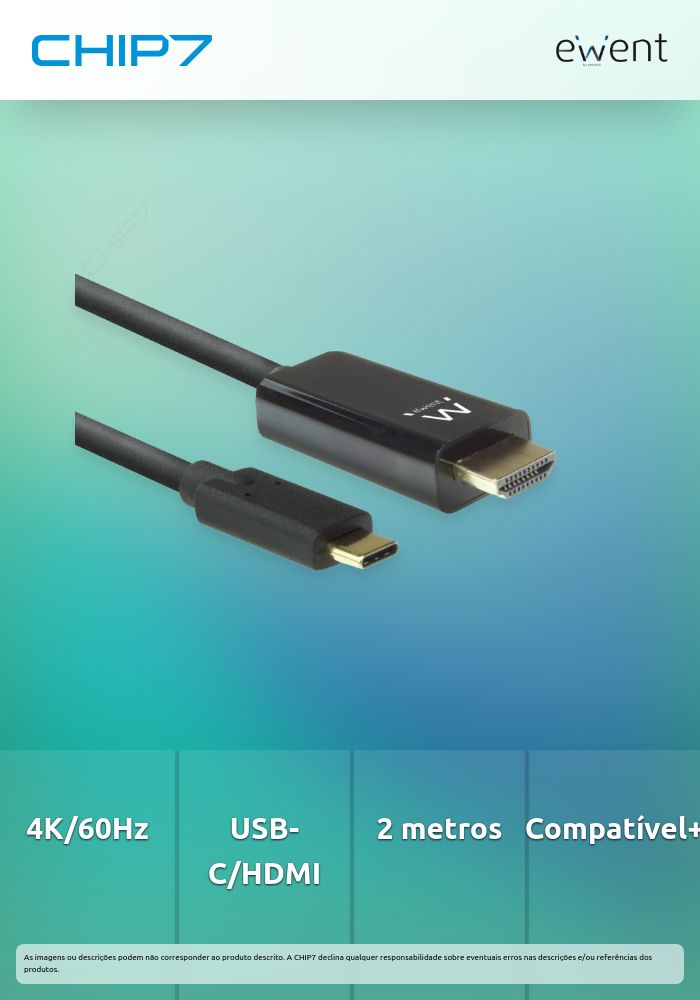 Cabo de conversão USB-C para HDMI macho 4K/60Hz, 2 m » válido até nova comunicação