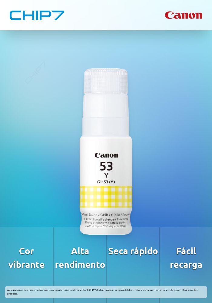 GI-53 Y - Yellow Ink Bottle - Compativel com Maxify G550, G650