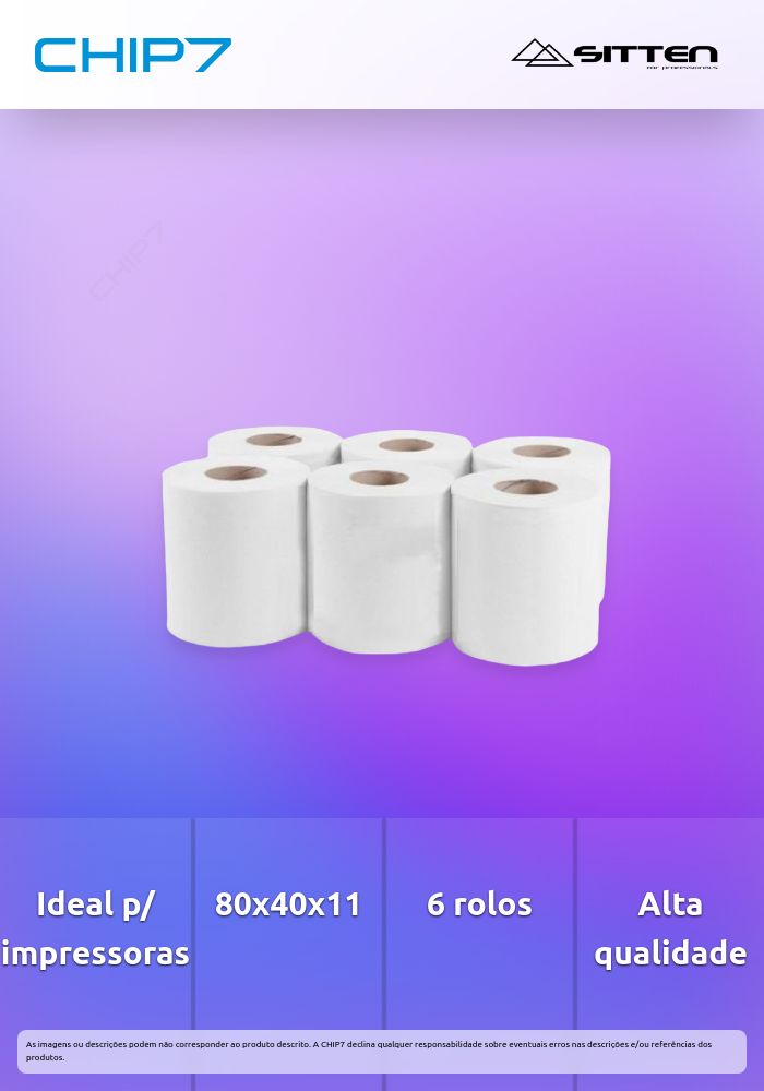 Papel térmico - Emb. 6 rolos 80x40x11