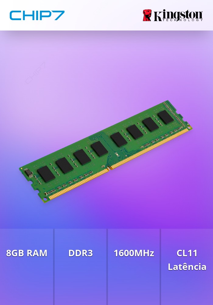 Memória RAM 8GB (1x8GB) DDR3 1600MHz Non-ECC CL11