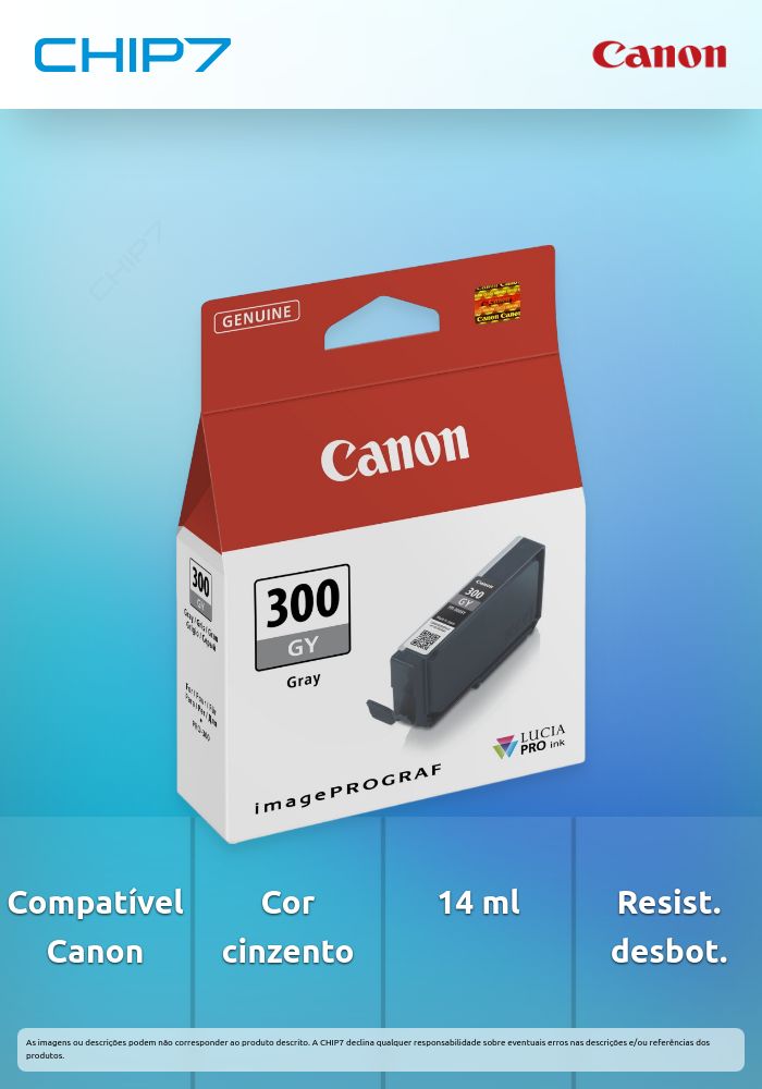 Tinteiro Canon PFI-300 Pro Séries - Cinzento