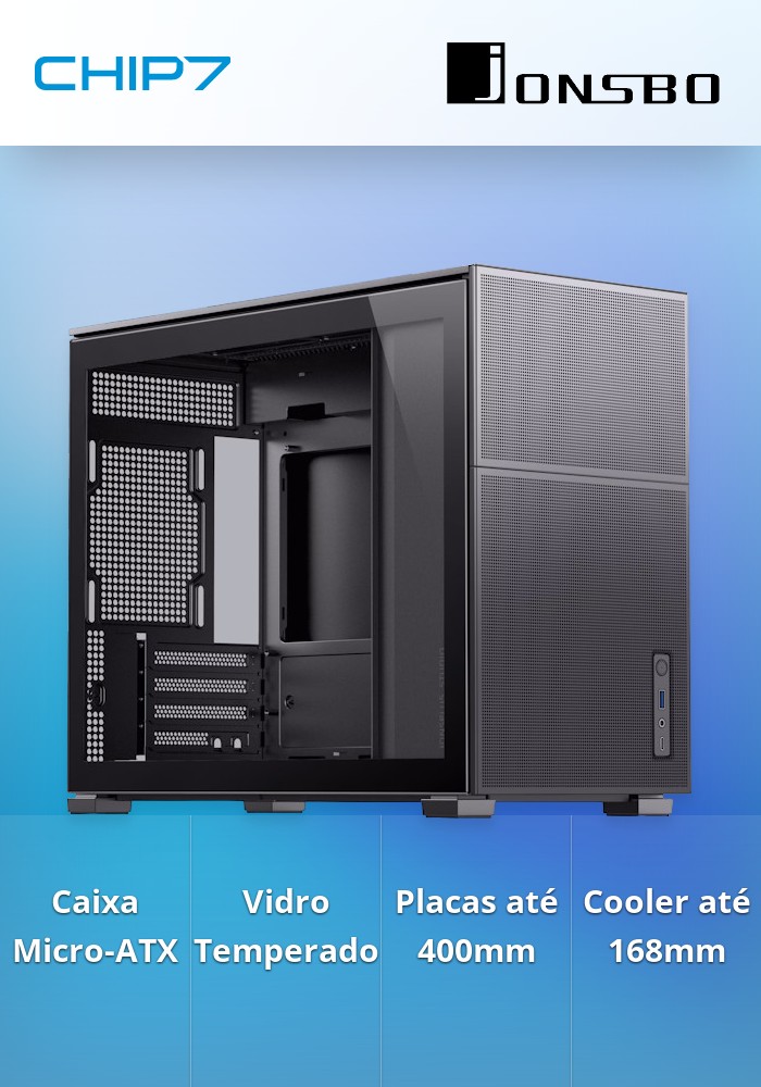 Caixa Micro-ATX Jonsbo D31 MESH Vidro Temperado Preto